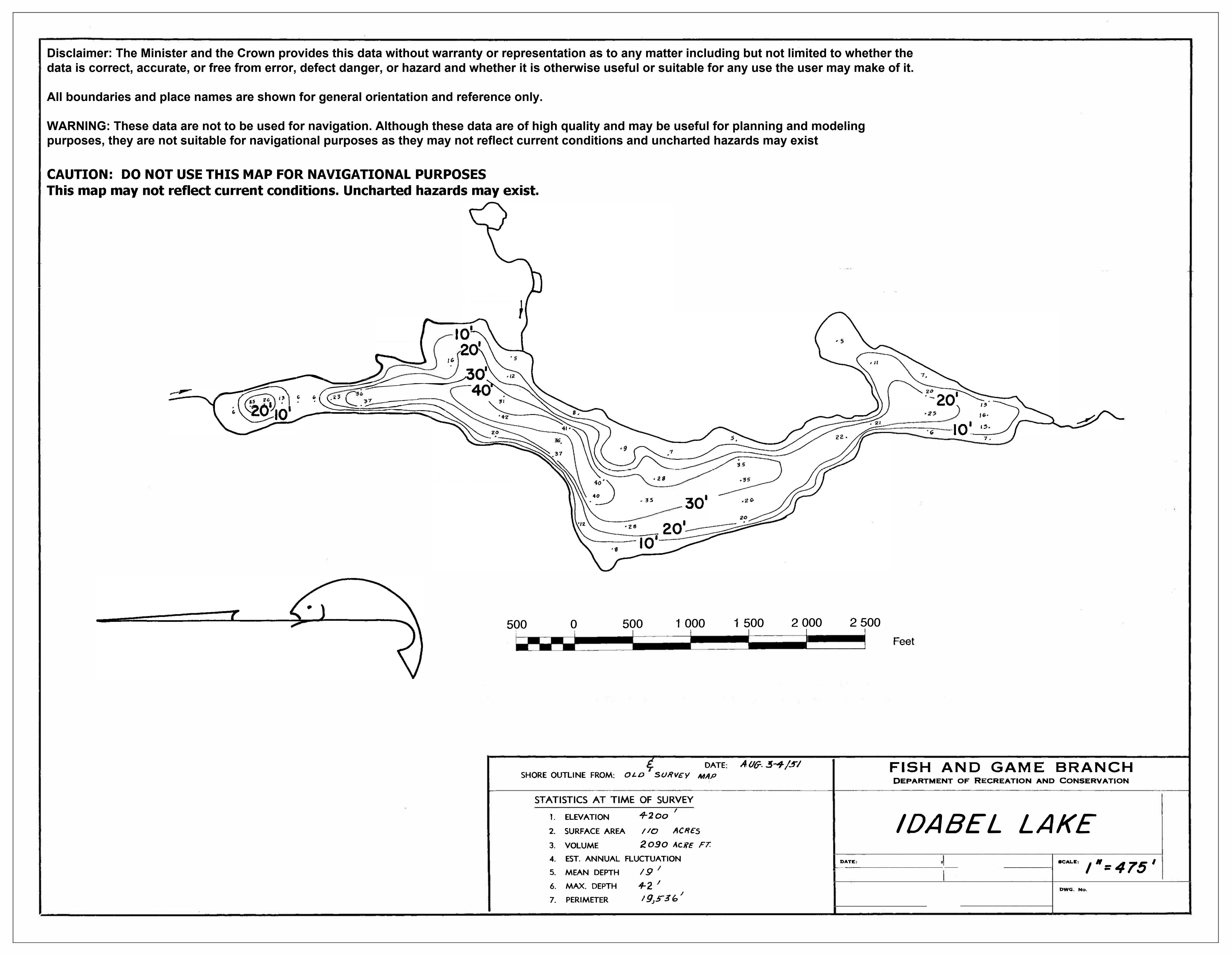 Idabel Lake depth and topographic map